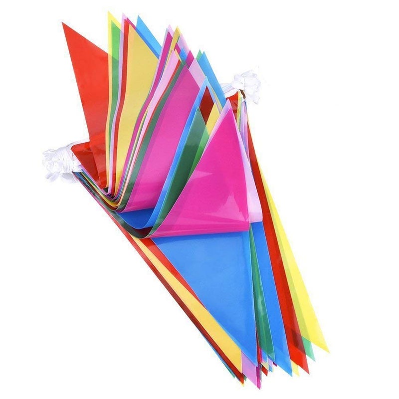 VOVRU 1000ft Multicolor Pennant Banners String Bunting Flag Banner,Nylon Fabric Decorations Flags for Festival Party Celebration Eventsyard Picnics - 600pcs Nylon Fabric Decorations Flags - Image 1